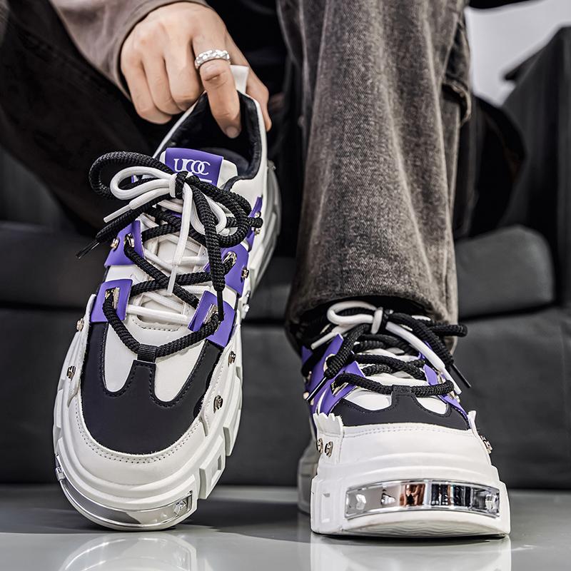 

Men’s Sports Shoes Punk White Skateboard Shoes Elevator Platform Sneakers Student Purple Running Sneakers Plus Size EU: 47 фиолетовый