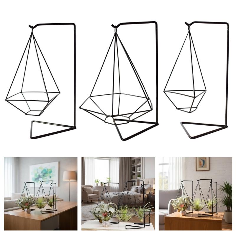 Artistic Metal Plant Holder Geometric Durability Iron Garden Shelf For Living Room Balcony Decoration