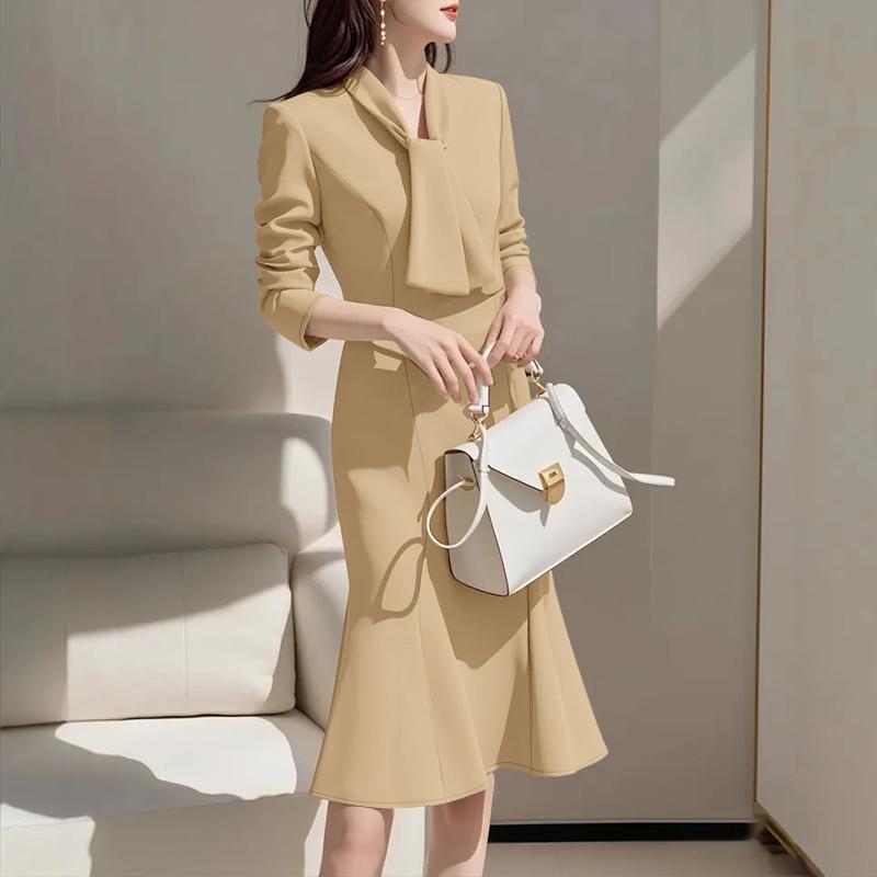 ZANZEA Women Elegant Casual Round Neck Long Sleeve Dress