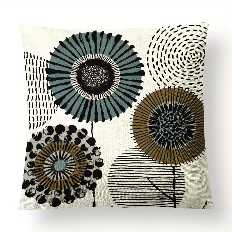 

1pc Abstract Flower Cushion Cover Linen Digital Printed Pillow Case Nordic Geometric Simple Sofa Pillow Cover No Core 18x18Inch