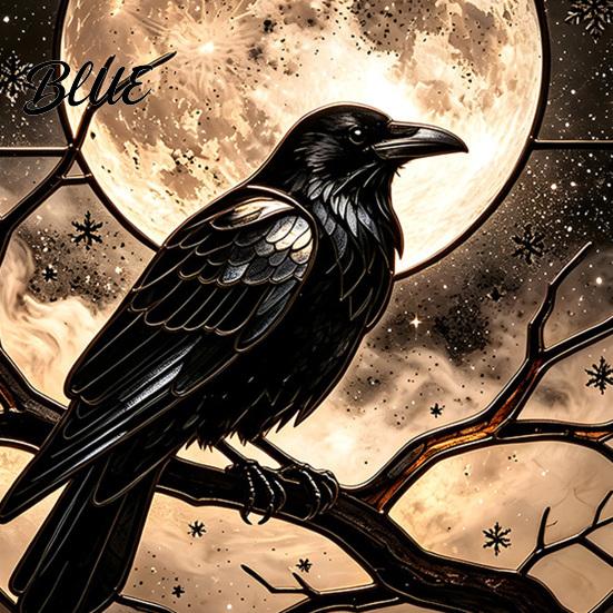 Decorative Window Privacy Film Halloween Raven Moon Static Glass Sticker Removable Decals Vintage Outdoor Stickers Crow PVC Waterproof Cling