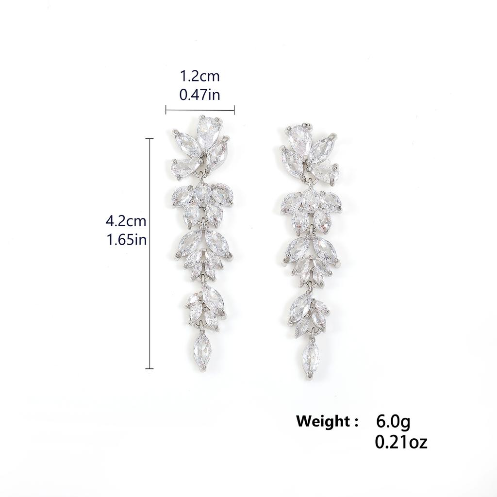 Lussuosi Orecchini da Sposa a Goccia a Marchisa in Zircone AAA Lucido CZ Orecchino Pendente Lungo Matrimonio Zircone