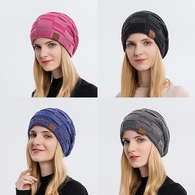 Herbst und Winter, Fleece-gefütterte, gemischte Farben, passende Wollstrickmütze, warme, modische Ärmelmütze, europäische und amerikanische Wintermütze für Mädchen