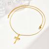 Vnox Compact Cross Pendant Necklace For Women, Stainless Steel Gold Color Religion Charm Choker Jewelry Lucky Gift