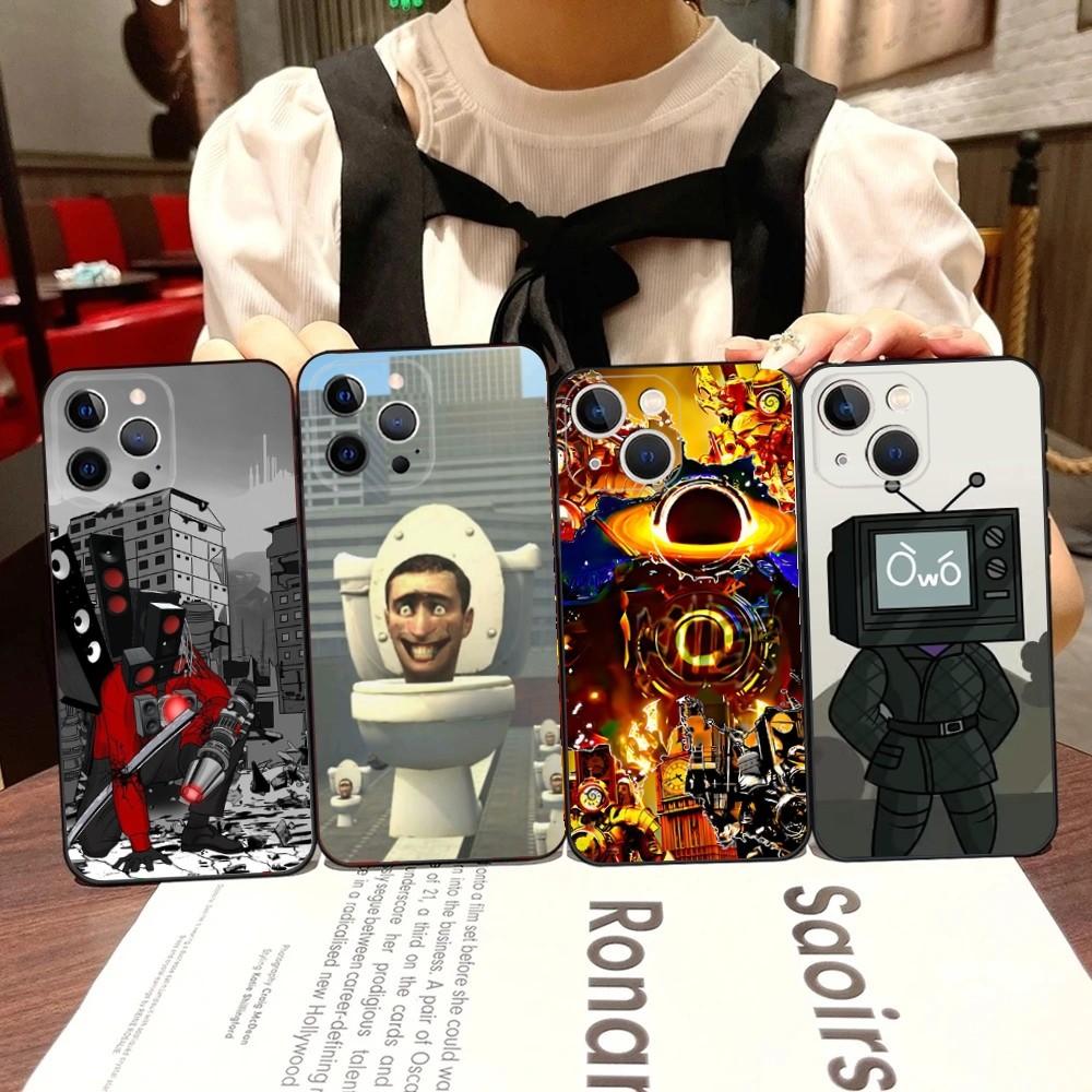Skibidi Toilet Phone Case For iPhone 16,15,14,13,12,11,Pro,X,XS,Max,XR,Plus,Mini Black Soft Silicone Case
