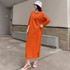 YYFS Women's Fashion Fall Winter Long Sleeve O-Neck Loose Waistline Casual Dresses