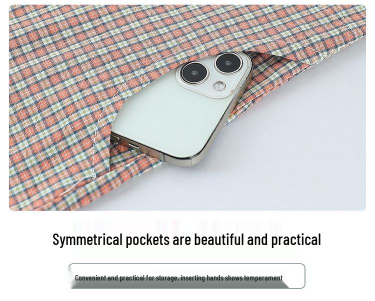 Spring Plaid Cotton Shirt for Young, Middle-Aged, and Elderly Women: Long-Sleeve Casual Wear