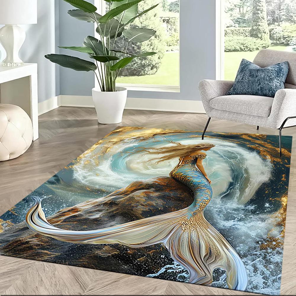 Mermaid's Underwater Adventure Floor Mats for Living Room, Bedroom and Room Decoration Are Suitable for Gifts.