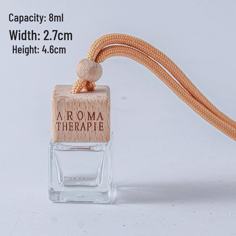 Transparent Square Glass Car Diffuser Bottle with Refillable Lanyard Pendant