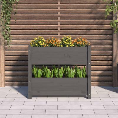 Plant Pot Gray 77 X 25 X 66 Cm Solid Pine Wood