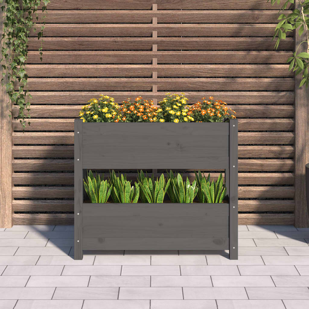 Plant Pot Gray 77 X 25 X 66 Cm Solid Pine Wood