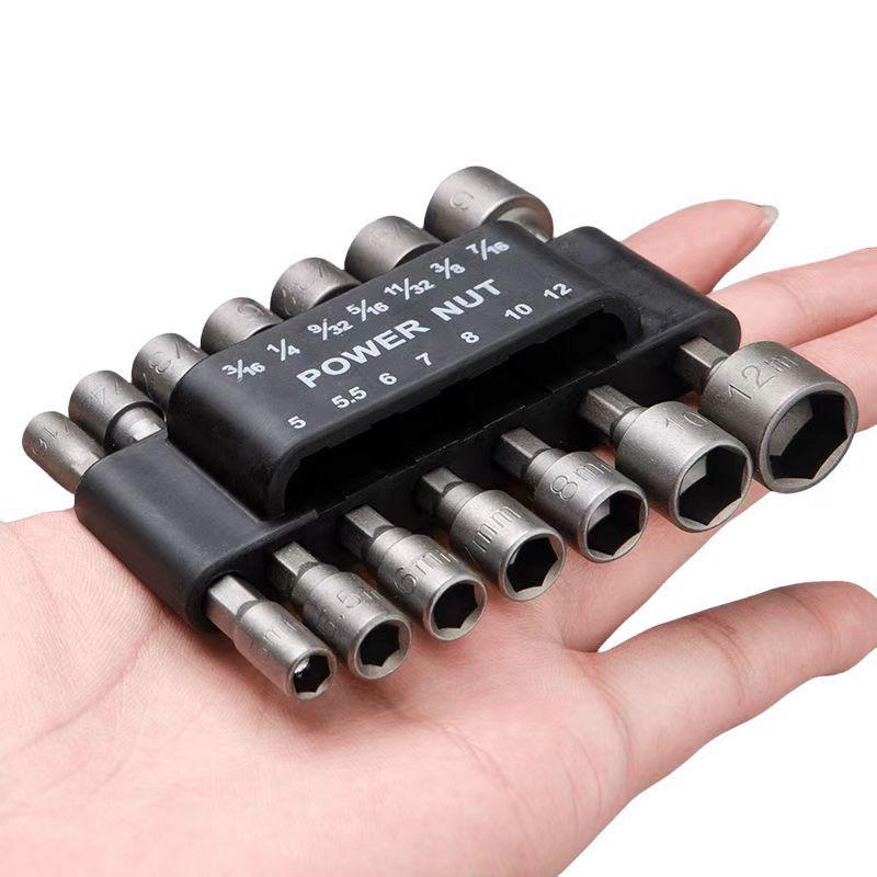 Electric Impact Wrench Socket Set: 9-Piece & 14-Piece Deep Hex Bits for Air & Drill Tools.