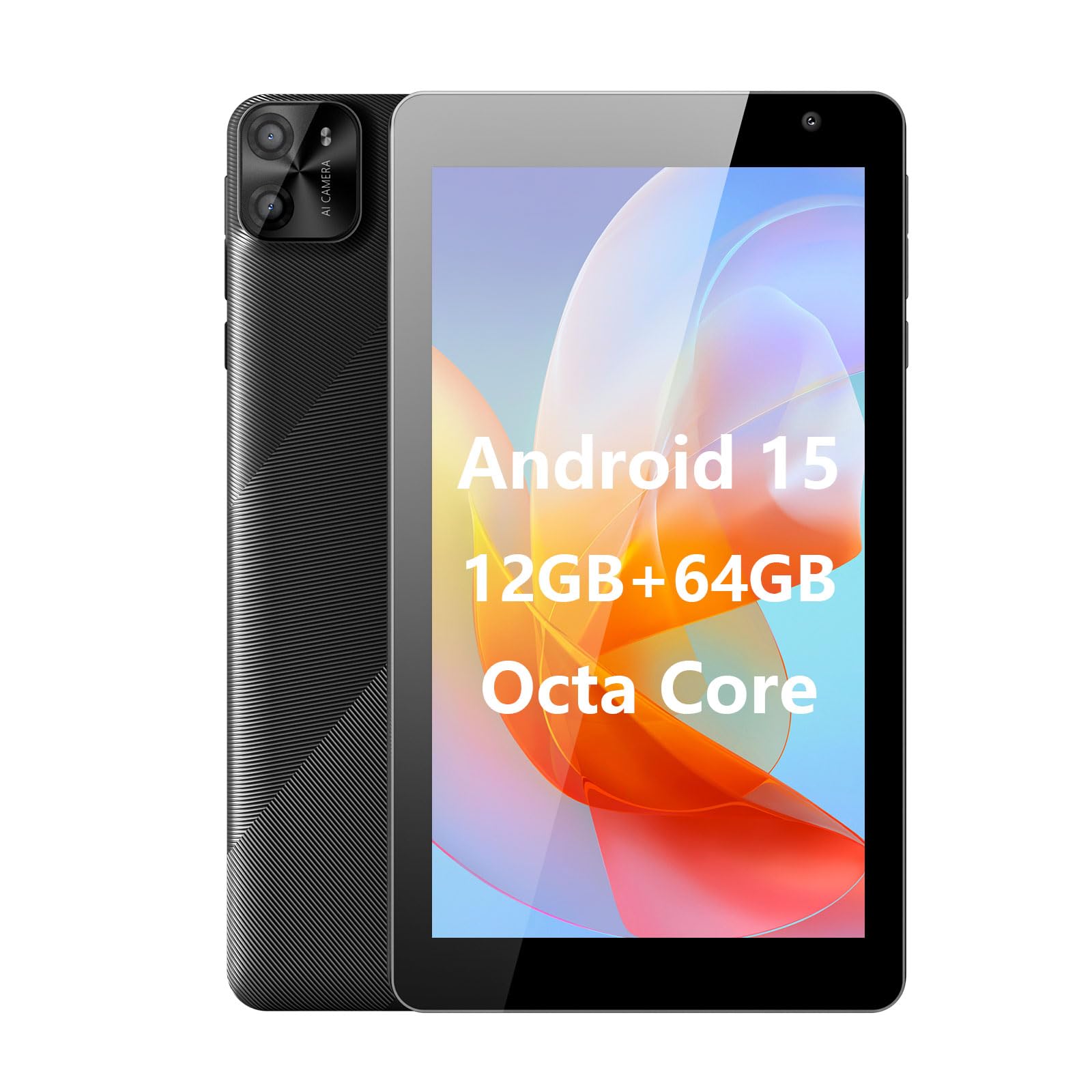 

PRITOM Android 15 Tablet with 12GB 64GB WiFi iPS Document Data Video for and Business Case GPS Not Compatible 7-inch Wi-Fi, (3+9)GB + RAM, 6, Screen, чорний