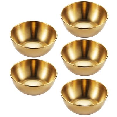 5 Pcs Container Seasoning Dish Child Circle Tray Tomato Sauce Serving Bowls Stainless Steel Round Platter Small Appetizer Plate