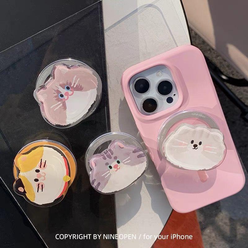 MagSafe-Compatible Corgi and Cat Cartoon Retractable Holder Adhesive