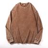 Unisex Retro Colorful Washed Long-Sleeve Pure Cotton Sweater with Ribbed Cuffs