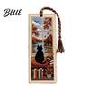 Cross-stitch Bookmark Seasonal Cat Cross-Stitch Bookmark Four Seasons Black with Artistic Braided Rope Handcrafted Book Page Marker for Lovers