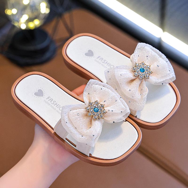 Mädchen Sommer 2025 Flip-Flop Sandalen mit Schleife - Rutschfeste Strand- & Outdoor-Slipper