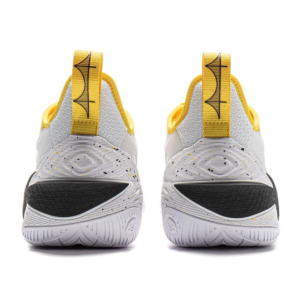 New LiNing Buckets Shock Absorbers Slip Resistant Breathable Low Top Basketball Shoes Men's White Yellow ABAV051-15