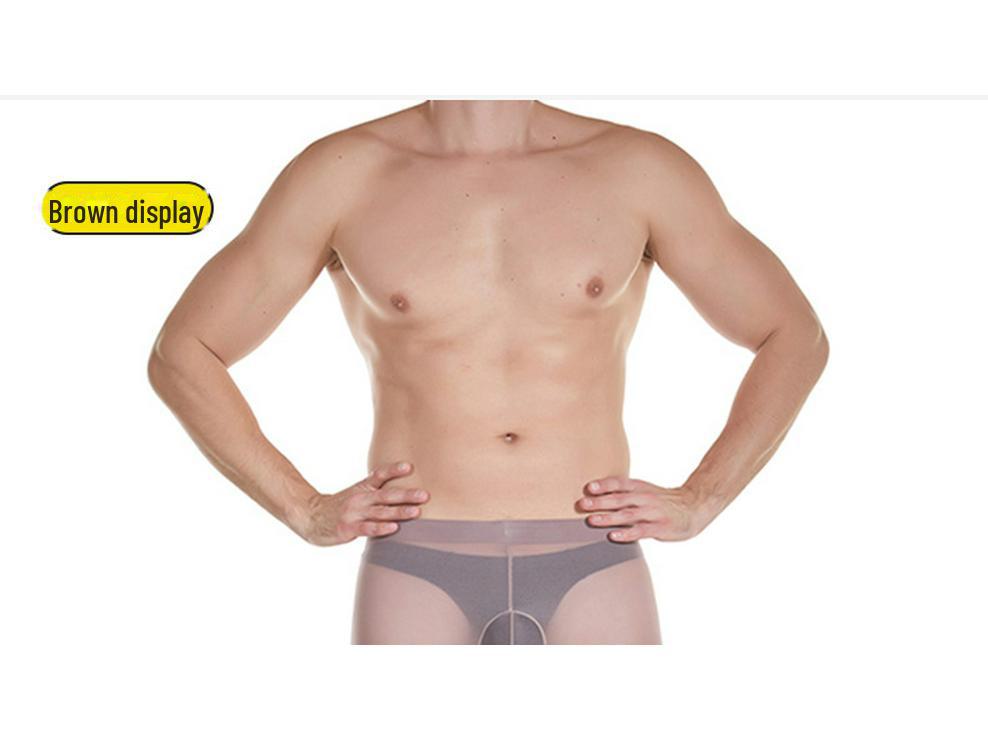 Qinghe Men's Ultra-Thin Silk Pantyhose with Sexy Invisible 200-Lb Support