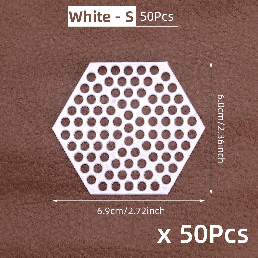 50pcs Handmade Hexagon Weaving Mesh Pattern Accessory Kit, Plastic Weaving Template Board for DIY Crochet Customized Bag/Wallet