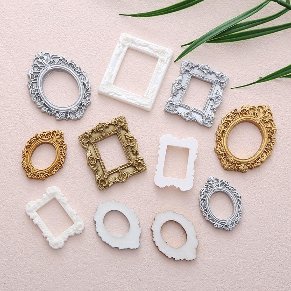 

Solid Colors Doll House Mini Picture Frame Resin Simulation Picture Frame 1:12/1:6 copper-round shape