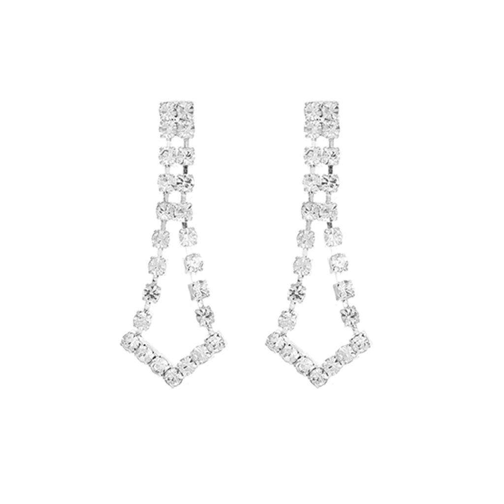 Temperament Luxury Shiny Rhinestone Necklace Earrings Two-piece Set, Fashion Bridal Jewelry Set