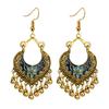 Bohemian Women Flower Bells Tassel Enamel Hook Earrings Party Banquet Jewelry