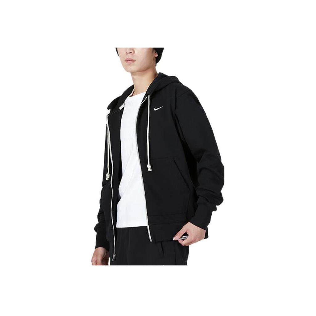 Nike Felpa con cappuccio e zip, stampa logo tinta unita, giacca da running e fitness da uomo, giacca nera DQ5817-010