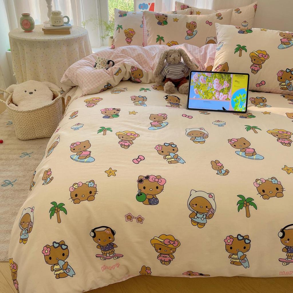 Early Spring 2026 Cute Cartoon Pure Cotton 3-Piece Bedding Set - Skin-Friendly and Age-Reducing