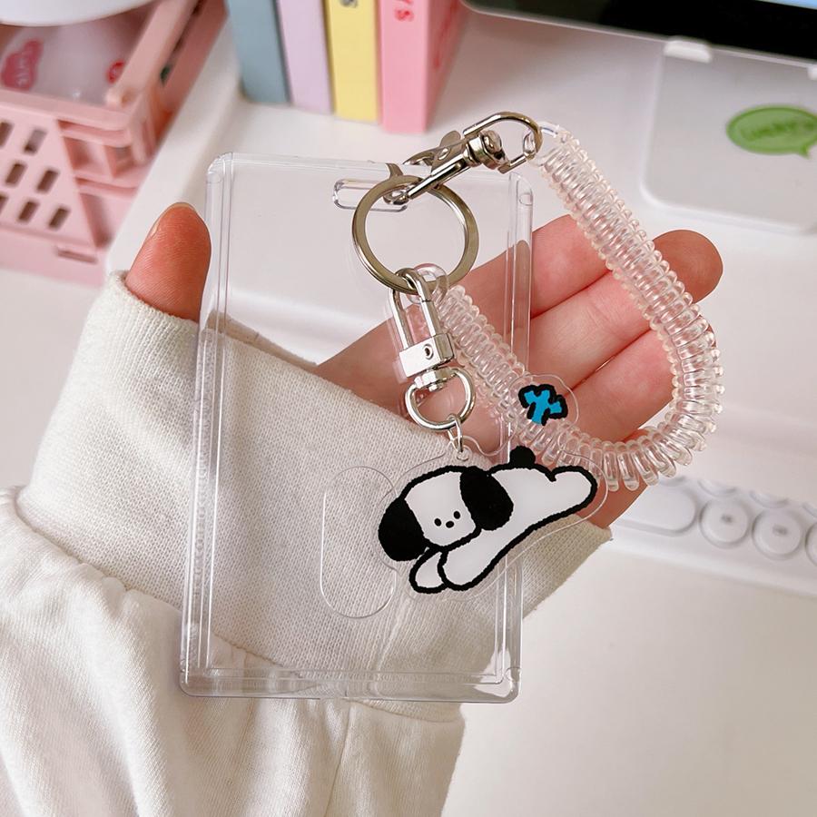 

New Cute Animal Dog Duck Elephant Keychain Transparent Bus Card Holder Clear Plastic ID Card Holder Work School Retractable