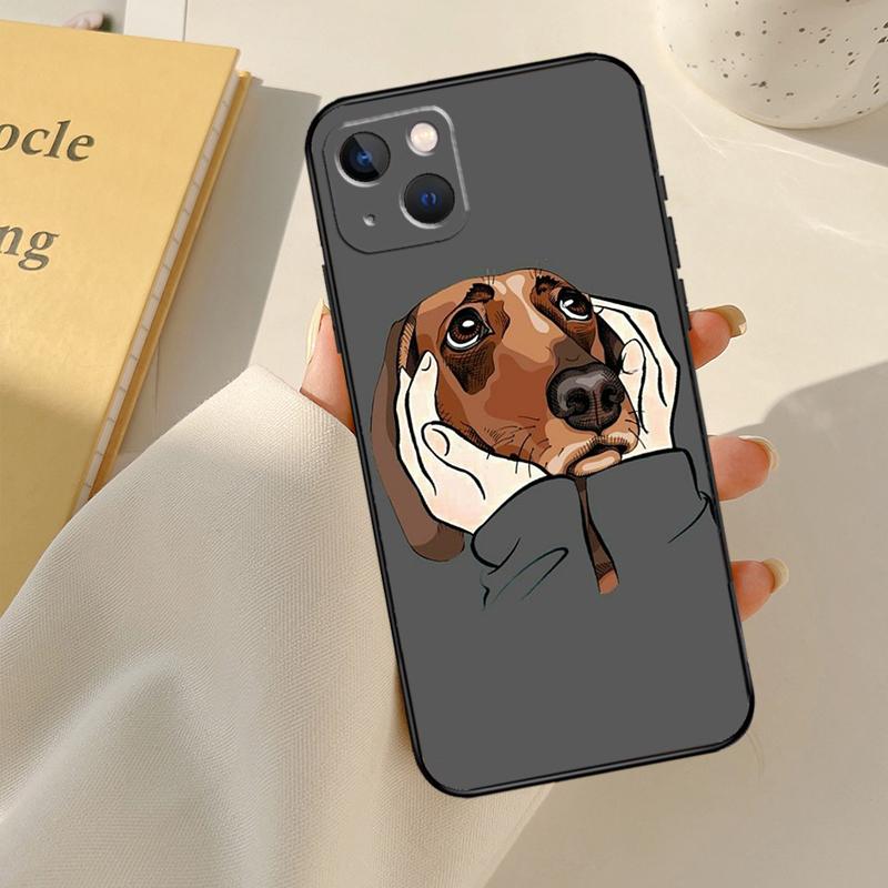 Cartoon Dachshund Sausage Dog Cover For iPhone 13 14 15 16 Pro Max 12 Mini 11 14 15 16 Pro Max Plus X XR XS Max Phone Case