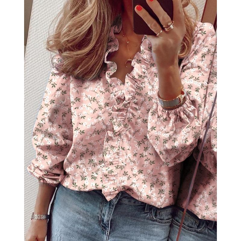 New long-sleeved ruffled shirt women's shirt for spring and summer