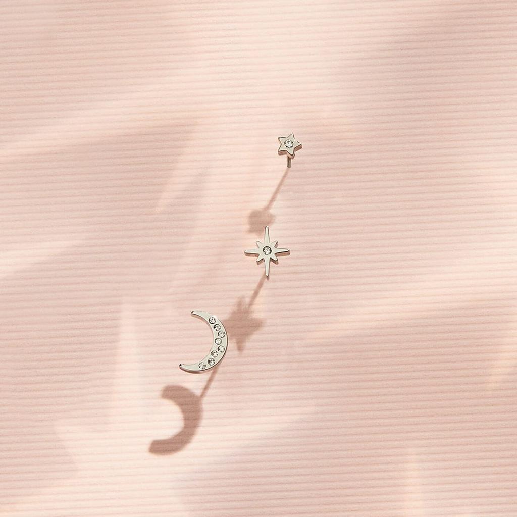 Autorisierter Händler Olivia Burton Himmlischer Nordstern Mond Silber Steckerohrringe Set [OLIVIA BURTON] Damen & (obj24100063)