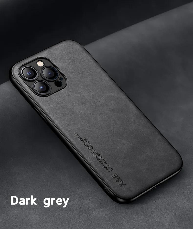 Eingebaute magnetische Autohülle für iPhone 15 Pro Max 14 Plus 13 12 Mini 11 Schutzhülle Halter Schutz Telefon Texturiert Business Vollschutz