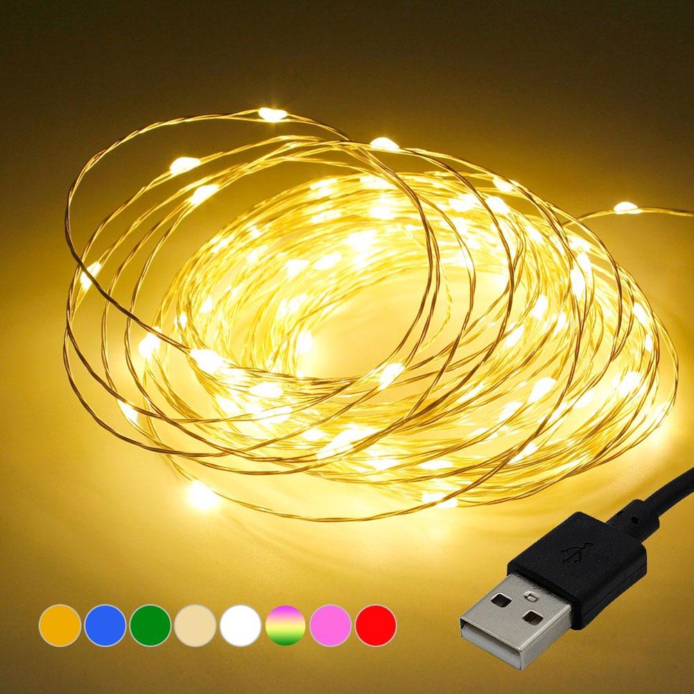 5/10m USB LED Sârmă impermeabilă șir de lumini de cupru Ghirlanda de decorare Zână