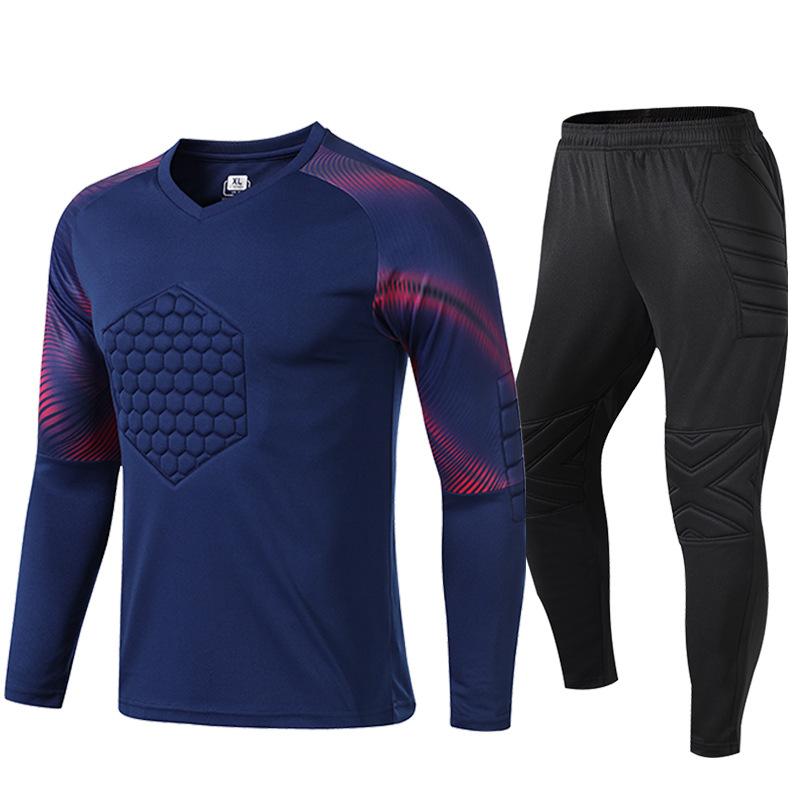 Football goalkeeper uniform goalkeeper suit men s printed adult long-sleeved sponge pad full set of game training jersey S