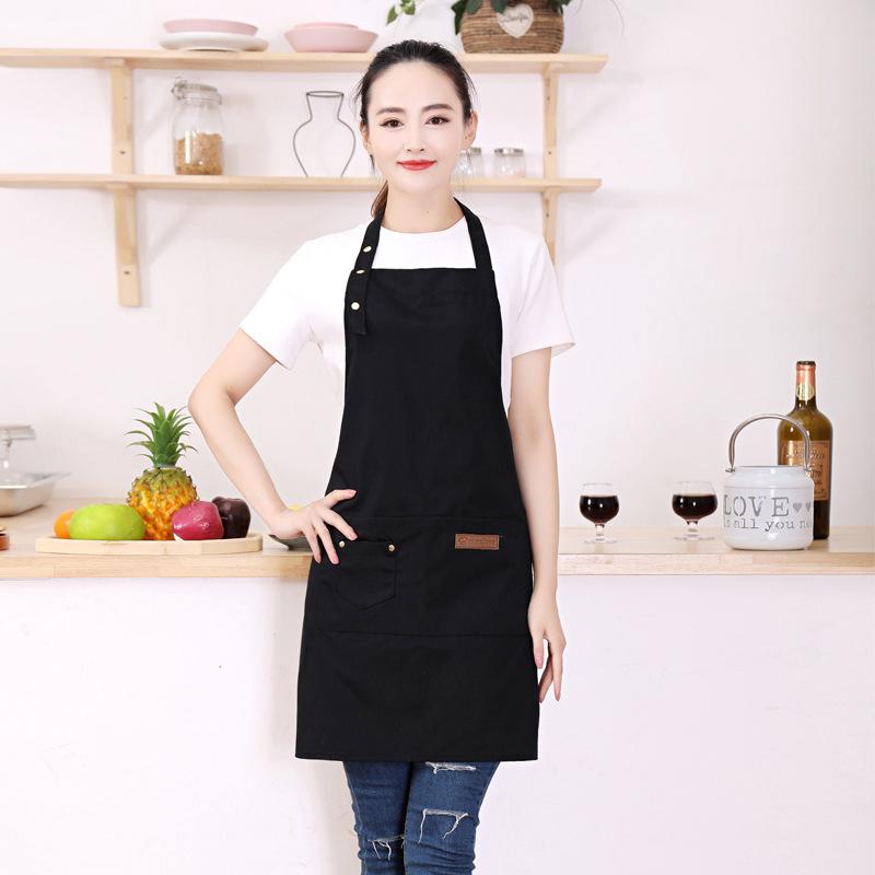 Waterproof Canvas Apron Adjustable Pocket Design Portable Cooking Apron for Kitchen Garden Work Black
