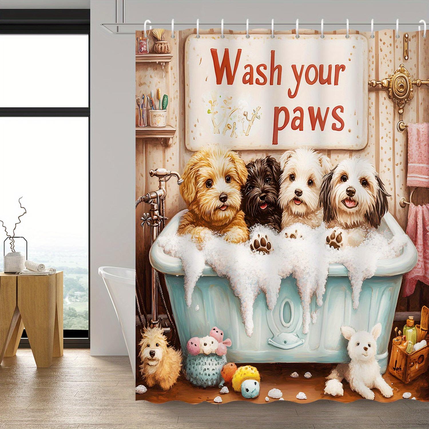 

Cute Dogs In Bathtub Waterproof Shower Curtain For Modern Bathroom Decor, Stylish And Durable, Perfect For Home Use W60H190(CM)-1 Pcs