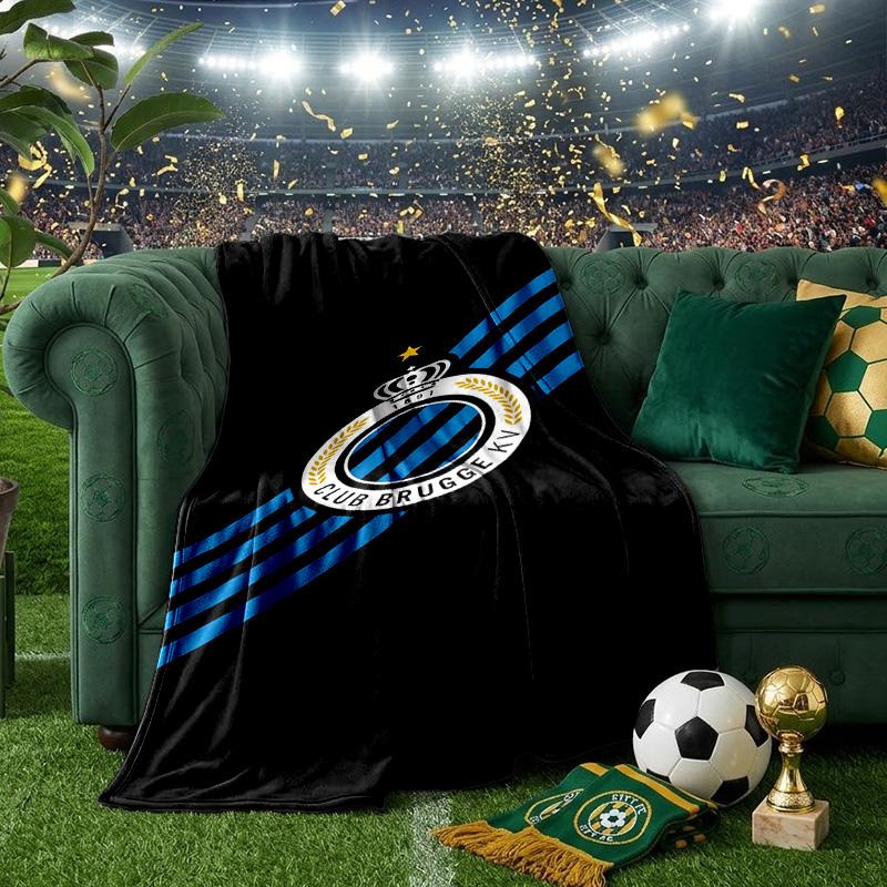 Coperta con Stemma FC Brugge Leggera Ideale per Letto Perfetta per Viaggi, Campeggio, Soggiorni, Uffici, Divani, Regalo di Natale per tifosi