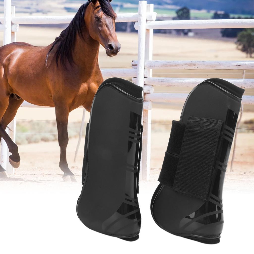 4pcs Horse Tendon Boots Protective Lightweight and Adjustable Boots for Horse JumpingBlack Set of 2 Front Leg Boots (M)