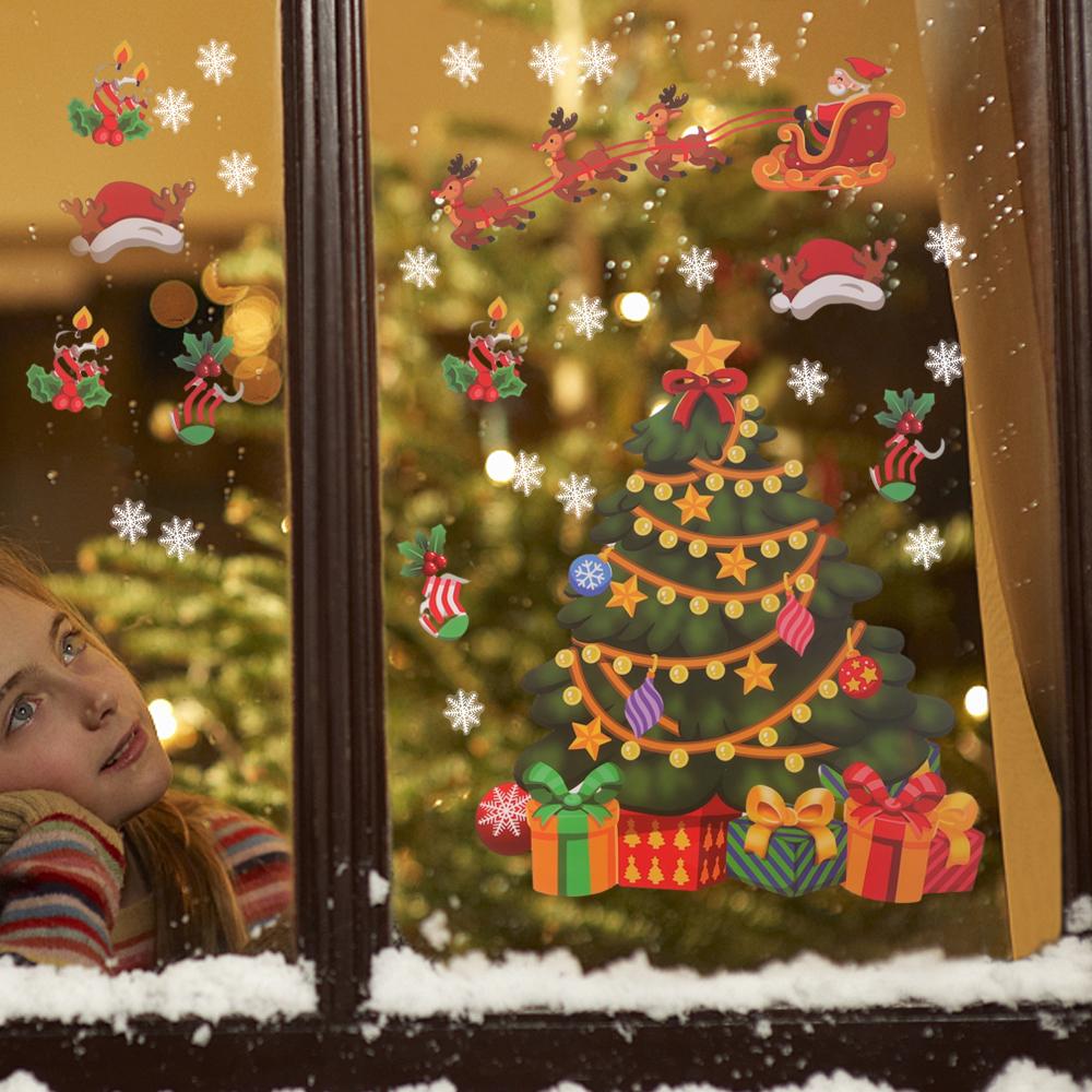 

Christmas Window Stickers Santa Claus Xmas Tree Glass Stickers Ornament New Year Party Decorations Decal 2024 Christmas Gifts