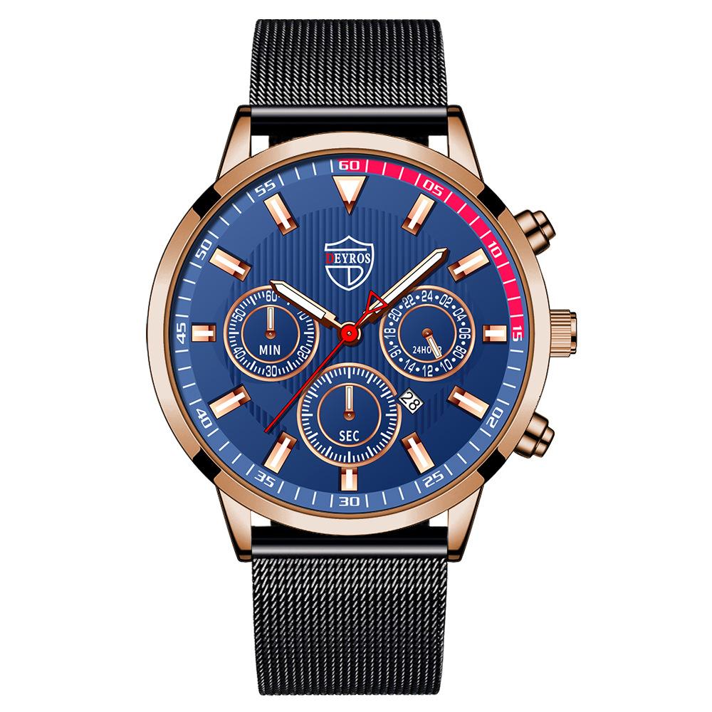 Milan Mesh Belt Watch Men'S Trend Fashion Calendar Luminous Quartz Watch