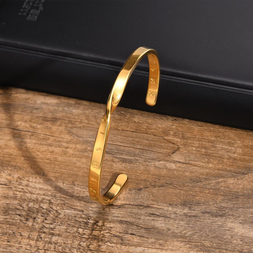 Men's Stainless Steel Solid Metal Mobius Viking Twisted Bracelets,Minimalist Open Cuff Bangles Gifts for Male Boys Jewelry