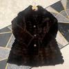 Total Length 80cm Rabbit Short-Length Half-Coat Jacket Real Fur Brown Equivalent To Size M Vintage American Casual Secondhand Women's