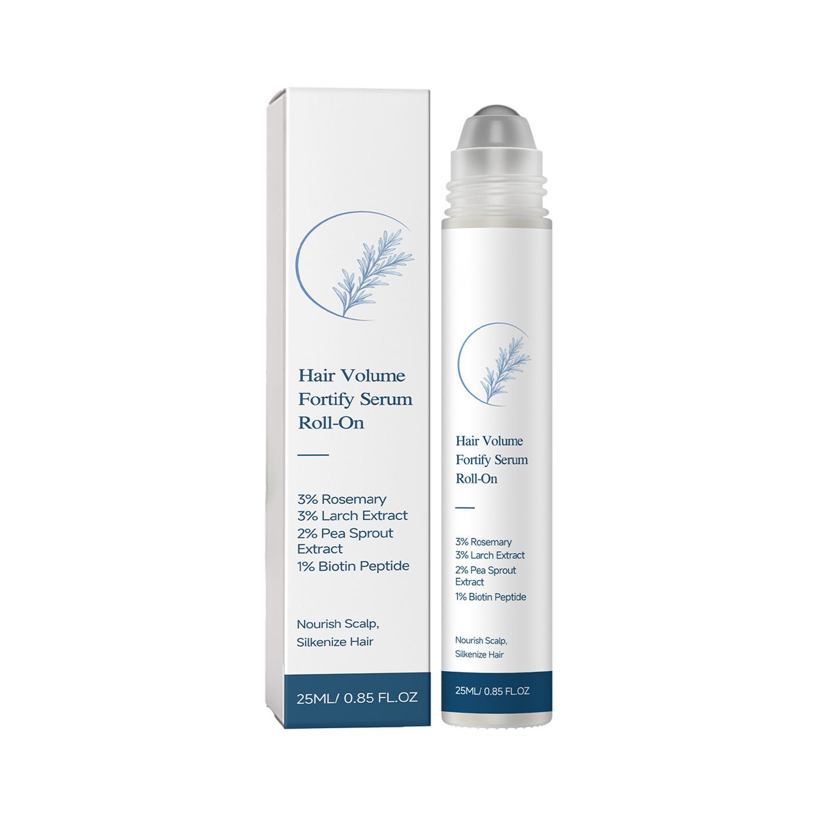 

Hair Volume Fortify Serum Roll On 25ml with Rosemary Larch Extract Pea Sprout and Biotin Peptide for Scalp Nourishment and Hair Strengthening One Size