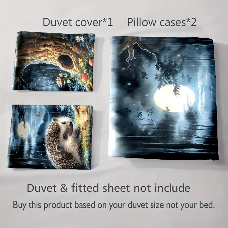 Forest hedgehog design. Bedding Duvet cover sets Duvet covers Pillowcases gifts (1 * Duvet Cover 2 * Pillowcases, without duvet insert)