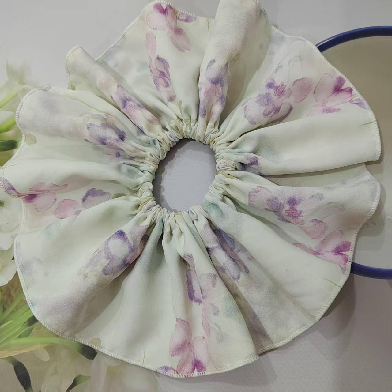 French Gentle Floral Hair Tie – Super Large Double-Layer Design