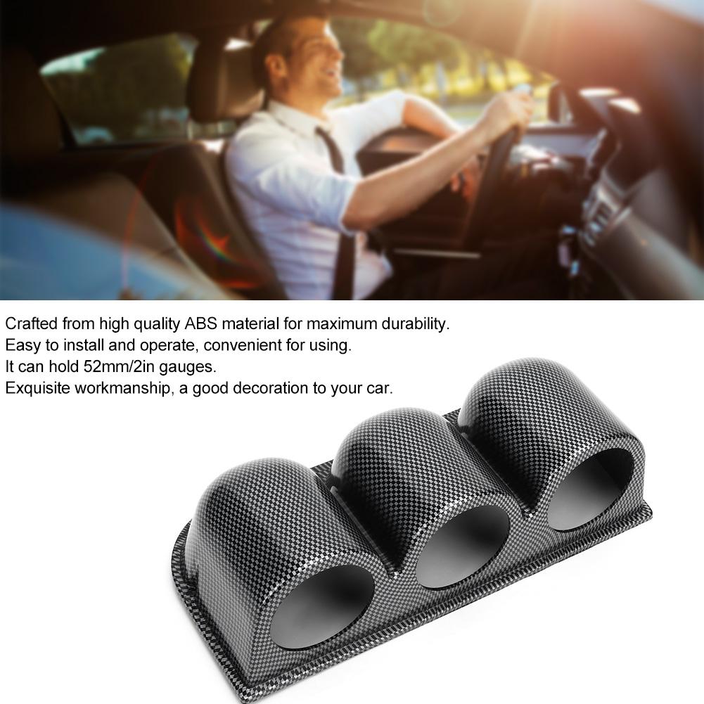52mm 2in 3‑Hole Triple Gauge Mount Holder Carbon Fiber Style Auto Car Dash Meter Pod