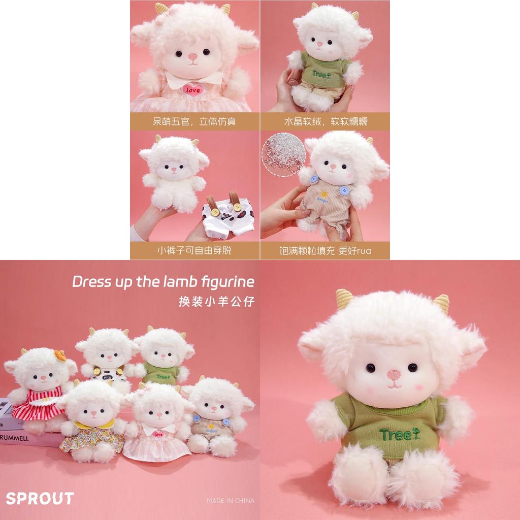 Plush Sheep Dressup Doll With Bow For Childrens Gift And Playtime